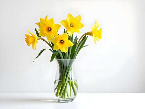 Bouquet of yellow tulips in vase
