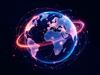 Obraz premium Globe wrapped in a digital network