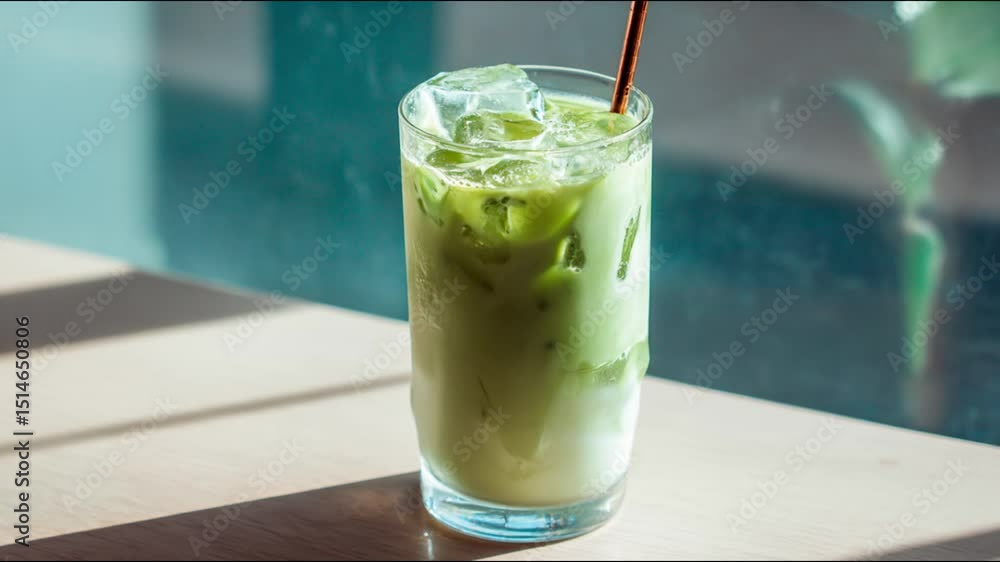 Poster refreshing matcha latte.
