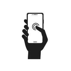 Hand Holding Smartphone Black Silhouette Icon Simple Mobile Device