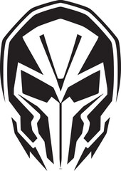 Alien Skull Helmet Futuristic Black Vector Logo Design Alien Skull Helmeted Warrior Black Vector Art Design