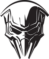 Alien Skull Helmeted Warrior Vector Black Cosmic Logo Alien Skull Helmet Futuristic Black Vector Graphic Icon