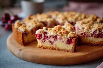Kirschkuchen Streuselkuchen Kirsch Streuselkuchen Kuchen mit Kirschen Blechkuchen mit Streusel Obstkuchen mit Streusel Rührkuchen mit Kirschen Kirschkuchen Rezept Hausgemachter Kuchen Kaffeetafel Somm