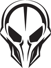 Alien Skull Helmet Futuristic Vector Black Helmeted Emblem Alien Skull Helmeted Warrior Dark Vector Black Helmet Design