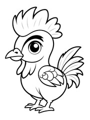 Adorable Cartoon Rooster: Coloring Page