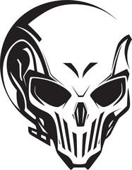 Alien Skull Helmet Dark Vector Black Helmeted Emblem Alien Skull Helmeted Warrior Vector Black Futuristic Art
