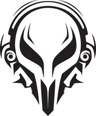 Alien Skull Helmet Vector Bold Dark Helmeted Logo Alien Skull Helmeted Emblem Futuristic Vector Black Design