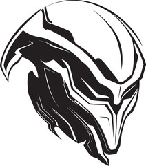 Alien Skull Helmeted Emblem Futuristic Vector Black Design Alien Skull Helmet Dark Vector Black Warrior Emblem Art
