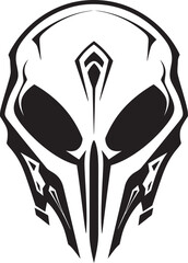 Alien Skull with Helmet Bold Vector Black Logo Alien Skull Vector Black Helmeted Galactic Warrior