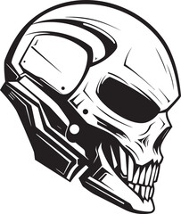 Alien Skull Helmet Vector Futuristic Black Battle Emblem Alien Skull Helmeted Emblem Dark Vector Black Helmeted Art