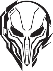 Alien Skull Helmeted Emblem Futuristic Vector Black Helmet Logo Alien Skull Helmet Bold Vector Black Helmeted Battle Design