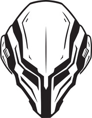 Alien Skull with Helmet Striking Black Vector Logo Art Alien Skull Helmeted Emblem Futuristic Black Vector Icon