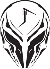 Alien Skull with Helmet Bold Black Vector Battle Symbol Alien Skull Helmet Vector Futuristic Black Warrior Logo