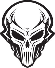Alien Skull Helmeted Emblem Dark Futuristic Vector Art Alien Skull with Helmet Black Vector Logo Icon Design