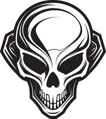 Alien Skull Helmet Vector Futuristic Black Battle Symbol Alien Skull Helmeted Logo Dark Vector Black Art Piece