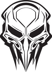 Alien Skull Helmeted Emblem Futuristic Black Vector Art Alien Skull Helmet Dark Battle Helmet Vector Black Icon