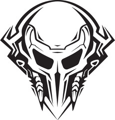 Alien Skull Helmet Dark Vector Black Warrior Helmeted Icon Alien Skull Helmet Vector Futuristic Black Helmet Emblem