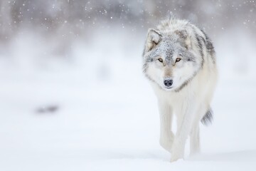 Obraz premium Lone wolf in snowy winter landscape