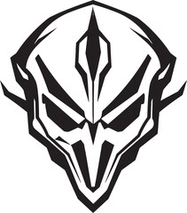 Alien Skull Helmeted Emblem Black Vector Logo Alien Skull Helmet Dark Galactic Vector Black