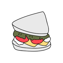 doodles snacks. doodles breakfast or street food. outline, cartoon and flat design. icon. stock element