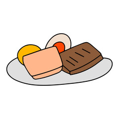 doodles snacks. doodles breakfast or street food. outline, cartoon and flat design. icon. stock element
