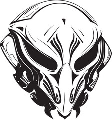 Alien Skull Helmet Bold Vector Black Battle Helmet Icon Alien Skull Helmet Vector Futuristic Black Helmeted Warrior Logo