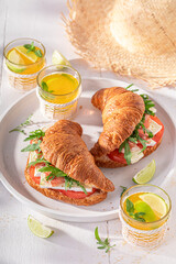 Tasty and homemade french croissant for breakfast in morning.