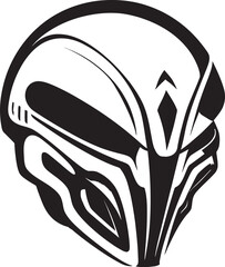 Alien Skull Helmeted Warrior Dark Vector Black Icon Alien Skull Helmet Bold Vector Black Graphic