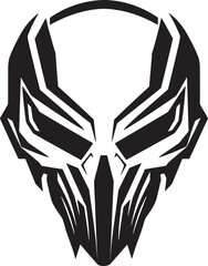 Alien Skull Helmet Battle Ready Black Vector Art Alien Skull Helmeted Logo Futuristic Vector Black