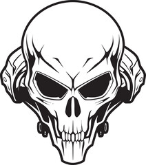 Alien Skull Helmet Modern Vector Black Emblem Alien Skull Helmet Tech Inspired Black Vector Art
