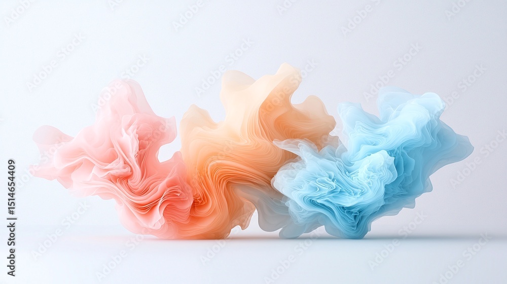 Poster abstract pastel waveforms in multi-layered gradient