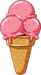 Classic Three Scoop Ice Cream Cone
