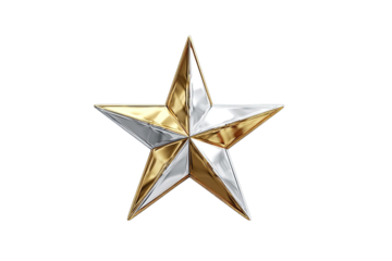3D rendered, gold and silver star graphic design