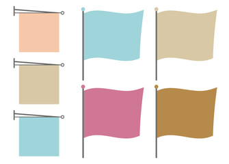 たなびく旗とお洒落な看板のセット