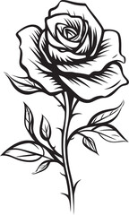 Elegant Black Rose Flower Logo Detailed Floral Vector Design Intricate Black Rose Emblem Floral Vector Icon for Branding