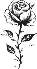 Timeless Black Rose Vector Art Emblem with Botanical Details Black Rose Flower Icon Stylish Vector Art Emblem for Branding