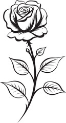Elegant Rose Blossom Black Vector Emblem with Detailed Petals Graceful Black Rose Flower Beautiful Vector Logo with Style
