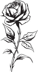 Black Floral Rose Emblem Beautiful Vector Icon for Logos Modern Black Rose Vector Flower Emblem with Botanical Detailing