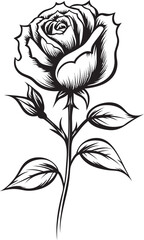 Detailed Black Rose Blossom Vector Emblem for Branding Modern Black Rose Stylish Floral Vector Emblem Design