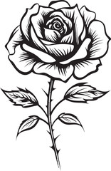 Black Floral Rose Beautiful Vector Emblem with Artistic Touch Detailed Rose Flower Black Vector Logo with Beautiful Petals