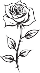 Detailed Rose Bloom Black Vector Floral Logo with Graceful Lines Black Rose Flower Elegant Vector Art Emblem for Stylish Branding