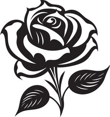 Graceful Black Rose Blossom Detailed Floral Vector Emblem Black Rose Flower Emblem Modern Vector Art for Logos