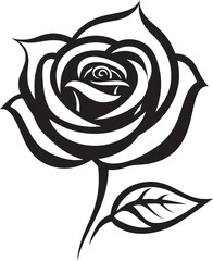 Detailed Black Rose Flower Emblem Elegant Vector Design Artistic Black Rose Stylish Floral Vector Logo Icon