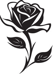 Detailed Black Rose Flower Stylish Vector Emblem Design Beautiful Rose Flower Black Vector Logo with Fine Details