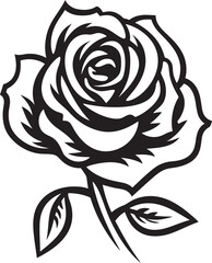 Black Floral Rose Emblem Artistic Vector Design for Branding Stylish Black Rose Flower Beautiful Vector Art Logo