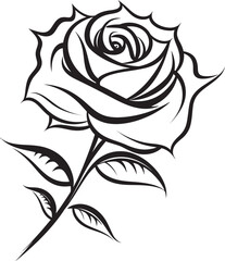Beautiful Rose Flower Black Vector Logo with Fine Details Black Floral Rose Emblem Artistic Vector Design for Branding