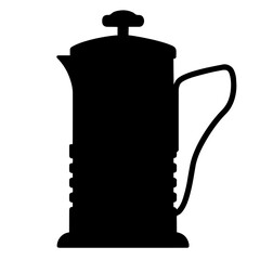Obraz premium Silhouette of a French Press Coffee and Tea Plunger – Manual Brewing Device for Hot Beverages, Home Barista Equipment, Slow Brew Method, Kitchen Utensil Icon for Morning Rituals and Cafés