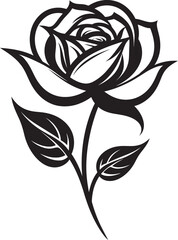 Beautiful Rose Flower Vector Logo in Bold Black Outline Classic Black Rose Flower Vector Icon with Clean Lines