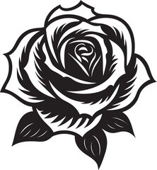 Detailed Black Rose Flower Vector Emblem with Stylish Design Elegant Black Rose Vector Logo with Smooth Floral Lines