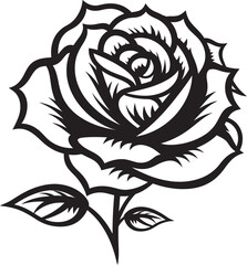 Detailed Black Rose Flower Vector Icon with Artistic Elements Elegant Black Rose Flower Vector Logo with Artistic Details